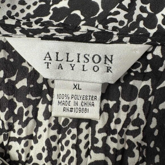 Allison Taylor Black & White Animal Print Ruffle Blouse – XL - Picture 5 of 7